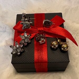 Elegant Gold and Silver Stud Earrings Set